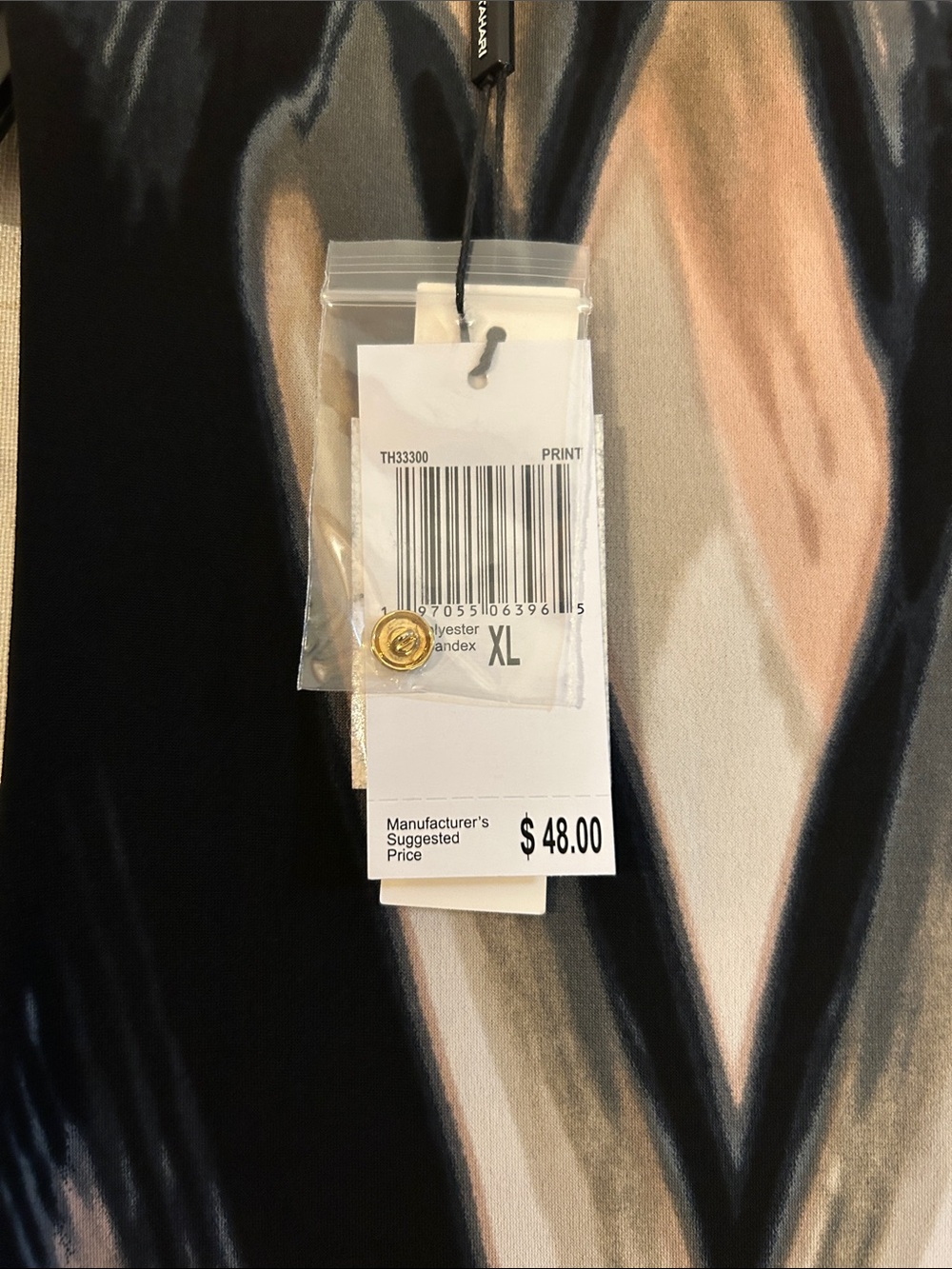 Tahari Black and Blush Abstract Print Sleeveless Camisole - Picture 3 of 3